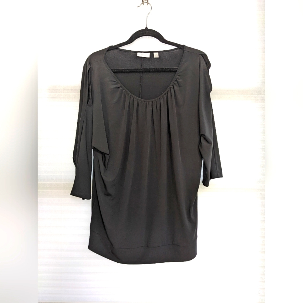 XL New York & Company Black Split Sleeve Shirt